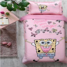 Özdilek Sponge Bob Butterfly Ranforce Pembe Tek Kişilik Nevresim Takımı