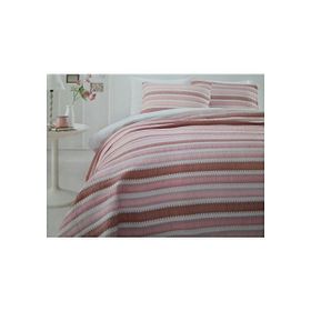 Özdilek Stripe Pembe Çift Kişilik Jakarlı Yatak Örtüsü Takımı