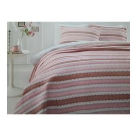 Özdilek Stripe Pembe Çift Kişilik Jakarlı Yatak Örtüsü Takımı