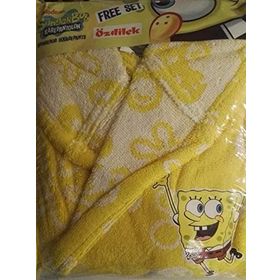 Özdilek Sünger Bob Sarı 5-6 Yaş Çocuk Bornozu Seti
