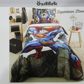 Özdilek Superman Stone Tek Kişilik Mavi Kapitoneli Dört Mevsim Nevresim Takımı