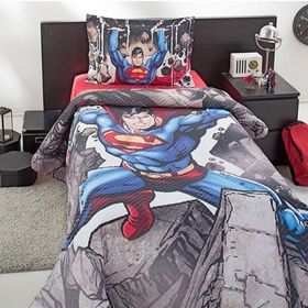 Özdilek Superman Stone Tek Kişilik Mavi Kapitoneli Dört Mevsim Nevresim Takımı