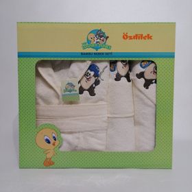 Özdilek Tazmanya Beyaz Bebek Bornoz Seti