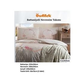 Özdilek Trendy Candidum Krem Battaniyeli Çift Kişilik Nevresim Takımı