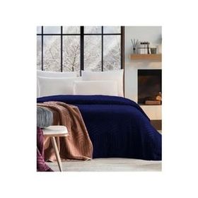 Özdilek Trendy Embos 155x220 cm Art Deco Lacıvert Tek Kişilik Battaniye