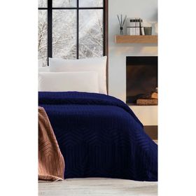 Özdilek Trendy Embos 155x220 cm Art Deco Lacıvert Tek Kişilik Battaniye