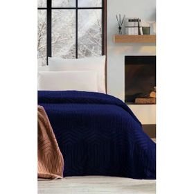 Özdilek Trendy Embos 155x220 cm Art Deco Lacıvert Tek Kişilik Battaniye
