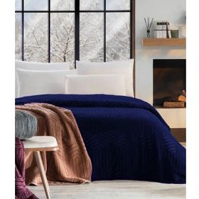 Özdilek Trendy Embos 155x220 cm Art Deco Lacıvert Tek Kişilik Battaniye