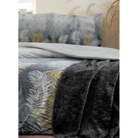 Özdilek Trendy Golden Palm Gri 200 x 220 cm Battaniyeli Çift Kişilik Nevresim Takımı