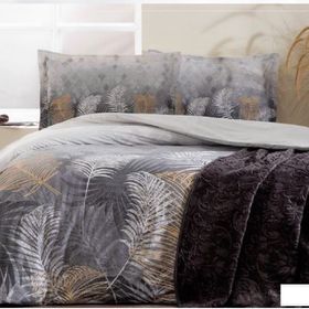 Özdilek Trendy Golden Palm Gri Battaniyeli Çift Kişilik Nevresim Takımı