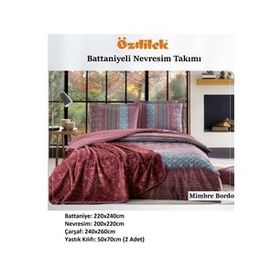 Özdilek Trendy Mimbre Bordo Battaniyeli Çift Kişilik Nevresim Takımı