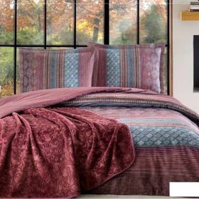 Özdilek Trendy Mimbre Bordo Battaniyeli Çift Kişilik Nevresim Takımı