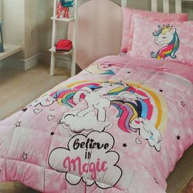 Özdilek Unicorn Lisanslı Pembe Tek Kişilik Uyku Seti