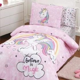 Özdilek Unicorn Lisanslı Pembe Tek Kişilik Uyku Seti