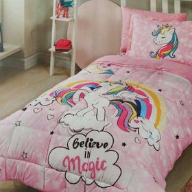 Özdilek Unicorn Lisanslı Pembe Tek Kişilik Uyku Seti