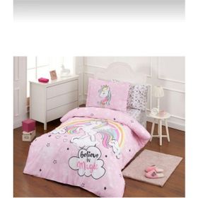 Özdilek Unicorn Pembe Çarşafı Lastikli Tek Kişilik Nevresim Takımı
