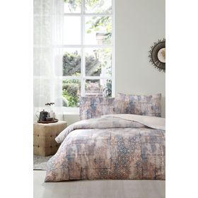 Özdilek Vintage Rug Krem İndigo Çift Kişilik Soft Life Saten Nevresim Takımı