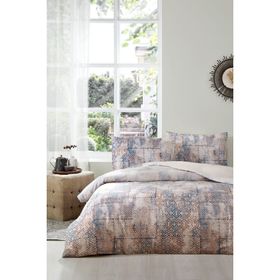 Özdilek Vintage Rug Krem İndigo Çift Kişilik Soft Life Saten Nevresim Takımı