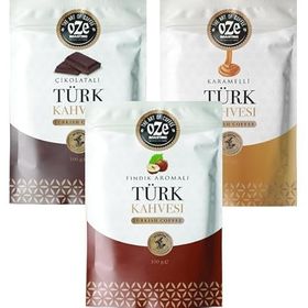 Ozeline 3'lü 100 gr Karamelli + Fındıklı + Çikolatalı Aromalı Türk Kahvesi