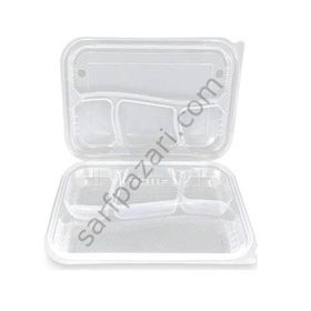 Özge Plastik 25 Adet 4 Bölmeli Sıcağa Dayanıklı Kapaklı Kebap Kabı