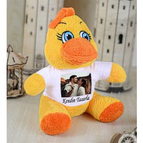 Özgüner Oyuncak 25 Cm Sevimli Ördek - Altın Kaplama Kolye Ve Ahşap Çerçeve
