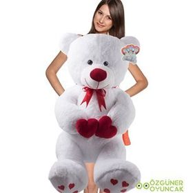 Özgüner Oyuncak Çift Kalp Tutan Ayı 130 cm Peluş Oyuncak