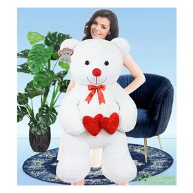Özgüner Oyuncak Çift Kalp Tutan Beyaz Ayı 130 cm Peluş Oyuncak