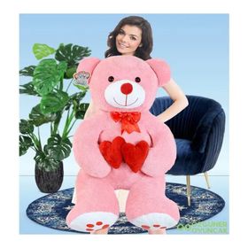 Özgüner Oyuncak Çift Kalp Tutan Pembe Ayı 130 cm Peluş Oyuncak