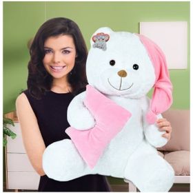 Özgüner Oyuncak Yastıklı Uyku Arkadaşı Pembe Ayıcık 80 cm Peluş Oyuncak