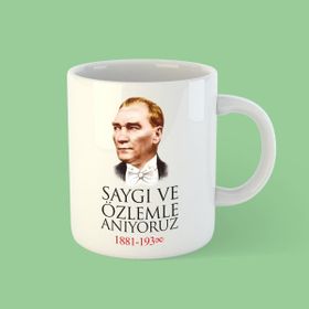 Özgüvenal 10 Kasım Atatürk Beyaz Kupa Bardak