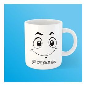 Özgüvenal Çok Seviyorum Lan Beyaz Kupa Bardak