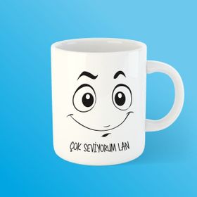 Özgüvenal Çok Seviyorum Lan Beyaz Kupa Bardak