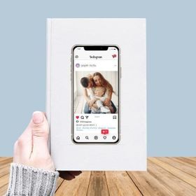Özgüvenal DEFTER-027 Fotoğraf Baskılı Instagram Temalı Deri Kaplı Defter