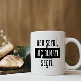 Özgüvenal Duvar Yazısı Baskılı Beyaz Kupa Bardak