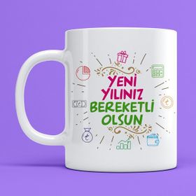 Özgüvenal Yeni Yıl Bardak-4 Beyaz Kupa Bardak
