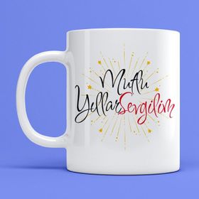 Özgüvenal Yeni Yıl Bardak-5 Beyaz Kupa Bardak