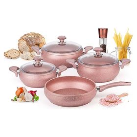 Özkent Güveç Granit 7 Parça 20 cm Rose Gold Tencere Seti