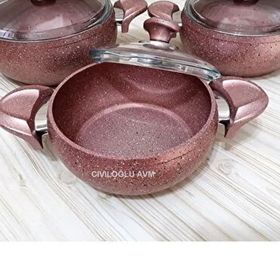 Özkent Güveç Granit 7 Parça 20 cm Rose Gold Tencere Seti