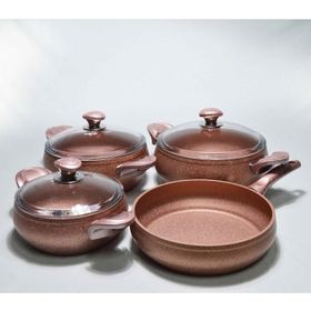 Özkent K-541 Rose Gold 7 Parça Granit Güveç Metal Tencere Set