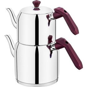 Özlife 122 Gala Inox Mor Kulp Orta Boy Çaydanlık Takımı