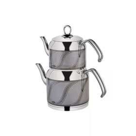 Özlife 156G Enza Inox Gri S Desen Orta Boy Çaydanlık Takımı