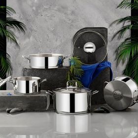 Özlife hüma 8 parça çelik tencere seti takımı - çeyiz seti