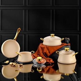 Özlife Lotus 7 Parça Krem Tencere Seti