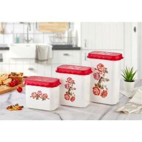 Özmet 1.4 lt Çiçek Desenli Erzak Kabı