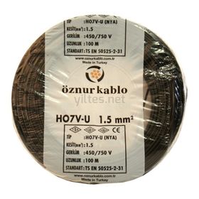 Öznur 1.5 mm Nya Siyah 100 m %100 Bakır Kablo