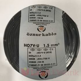 Öznur 1.5 mm Nya Siyah 100 m %100 Bakır Kablo