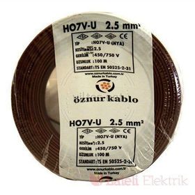 Öznur 2.5 mm Nya Kahverengi 100 m %100 Bakır Kablo
