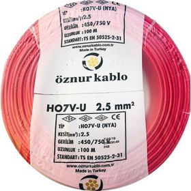 Öznur 2.5 mm Nya Kırmızı 100 m %100 Bakır Kablo