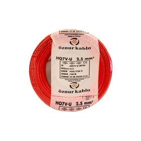 Öznur 2.5 mm Nya Kırmızı 100 m %100 Bakır Kablo