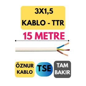 Öznur 3 x 1.5 mm Beyaz 15 mt Ttr Kablo